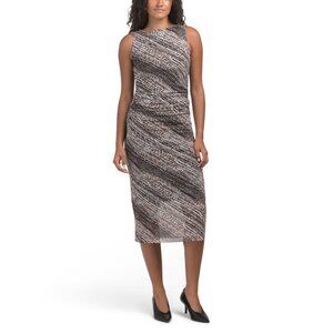 DKNY BLACK MULTI Abstract Mesh Midi Dress